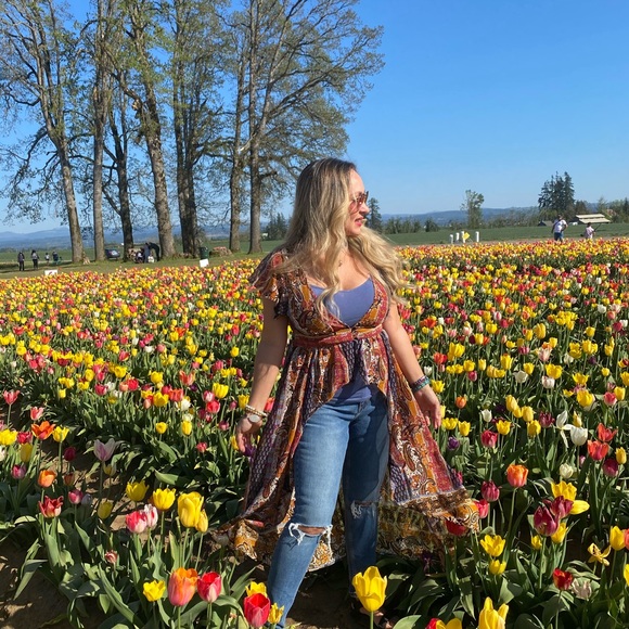 Hi/Lo Kimono Top with ruffles - Picture 3 of 6